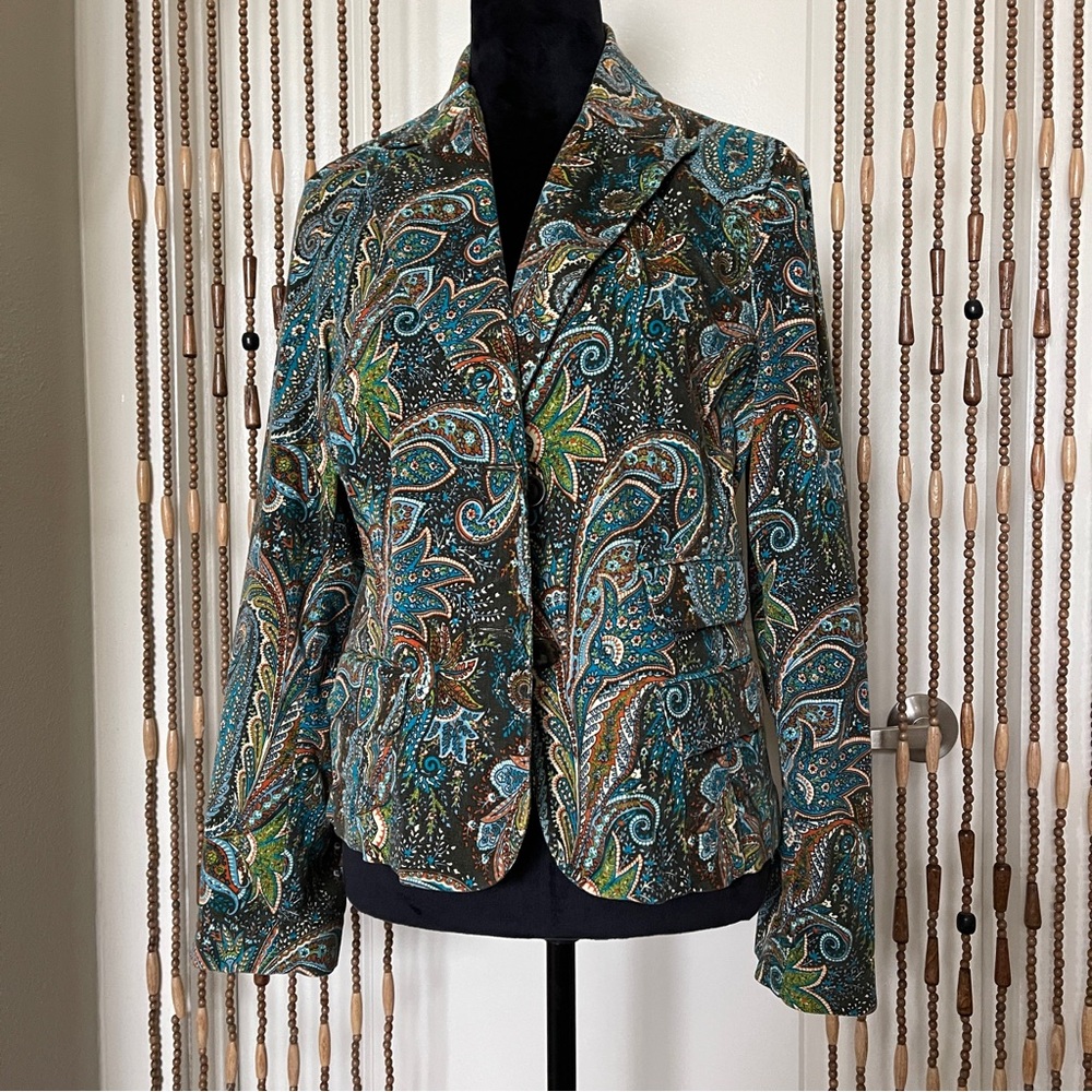Jones Wear Jeans Paisley Jacket Womens Size 12